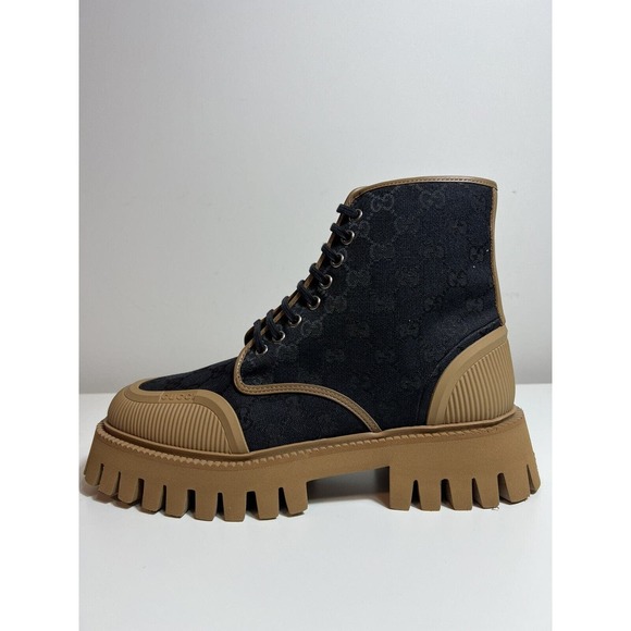 New Gucci Men’s Maxi GG Lace-Up Boot G UK7/ US8 Canvas - Picture 1 of 11